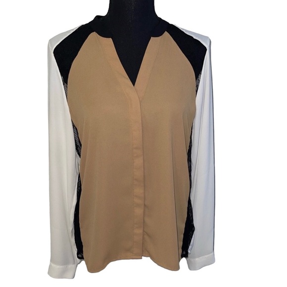 The Limited Tops - The Limited Color-block Long sleeve Blouse - Size Small